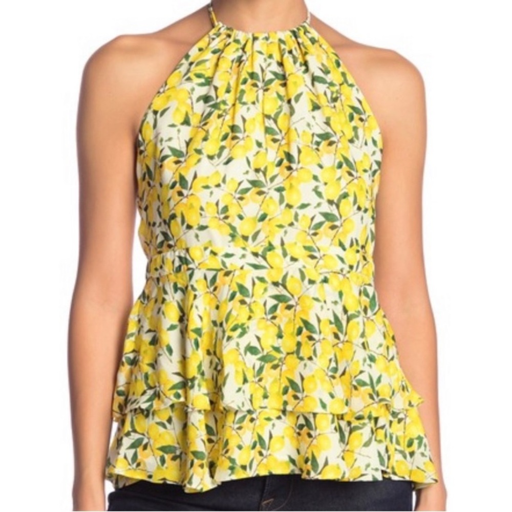 Parker Yellow Lemon Open Back Halter Top Blouse size Small - Picture 2 of 10